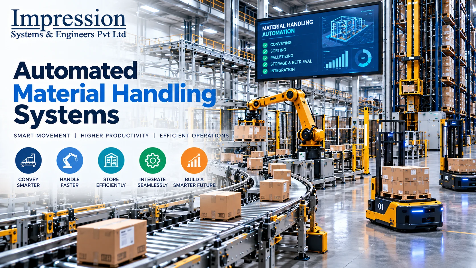 Automated material handling systems in a modern industrial facility