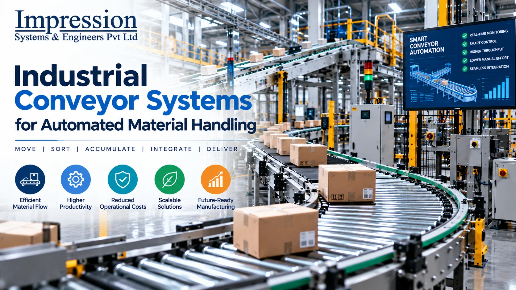 Industrial conveyor systems for automated material handling