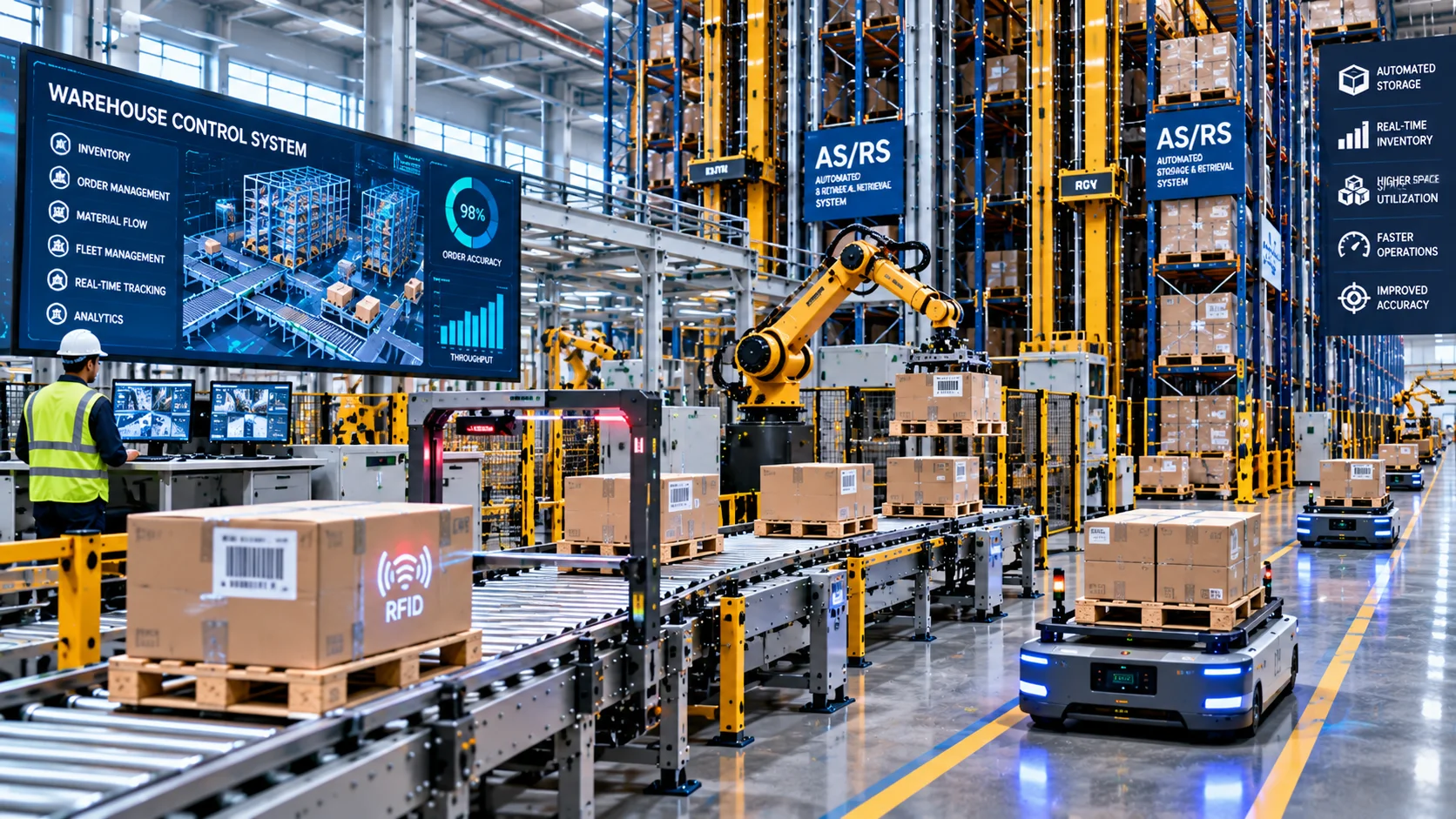 Smart warehouse automation system with automated material handling