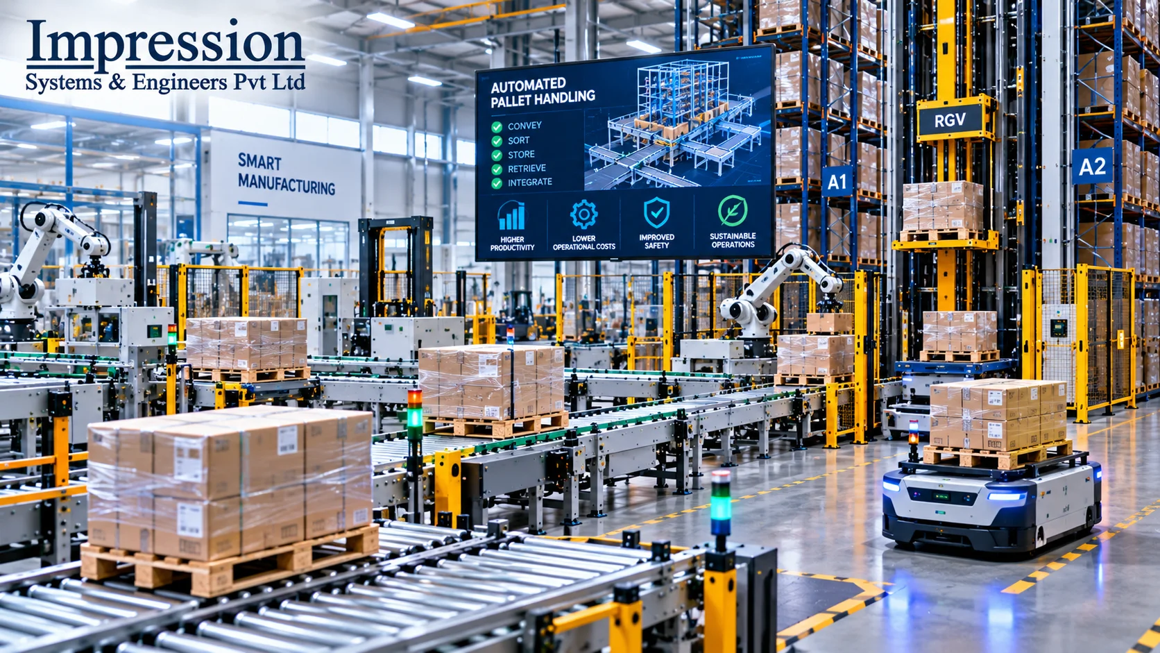 Pallet handling automation system for automated material movement